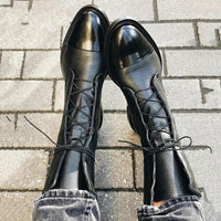 Orthopädische Damen Schnürstiefel mit Arch Support Wasserdicht Winterstiefel - Schwarz