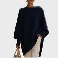 Roswitha | Damen Oversize Locker Strickpullover - Dunkelblau