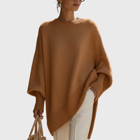Roswitha | Damen Oversize Locker Strickpullover - Braun