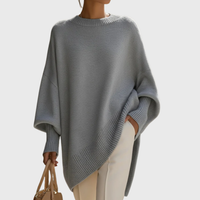 Roswitha | Damen Oversize Locker Strickpullover - Grau
