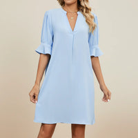 Damen Sommerkleid Langen Ärmeln Bequemes Freizeitkleid - Himmelblau