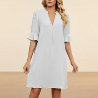 Damen Sommerkleid Langen Ärmeln Bequemes Freizeitkleid - Weiß