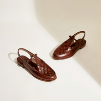 Damen Sandalen Riemen Schnalle Freizeit - Braun