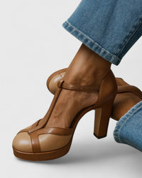 Ewa | Damen Bequeme Absatzschuhe – Zuverlässige Komfort Pumps - Brown