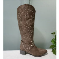 Damen Western-Stiefeletten mit Orthopedic Arch Support und Nieten, High Heels elegant - Braun