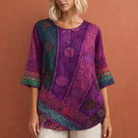 Oversized Sommeroberteil mit buntem Druck für Damen | Noëlle - Lila