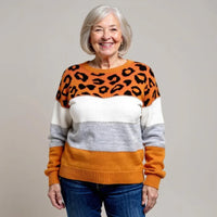 Carolin | Damen Casual Leopardenmuster Pullover - Gelb