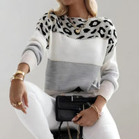 Carolin | Damen Casual Leopardenmuster Pullover - Grau