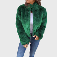 Alina | Warme Fleecejacke Damen Teddy modern chic - Grün