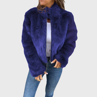 Alina | Warme Fleecejacke Damen Teddy modern chic - Blau