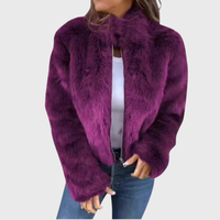 Alina | Warme Fleecejacke Damen Teddy modern chic - Lila