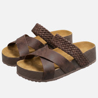 Olivia | Damen Plateau-Sandalen Geflochtene Riemen – Geflochten Plateau Sommer - Coffee