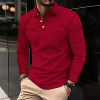 Konstantin | Herren Langarm Polo mit Kragen - Rot