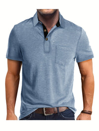 Polo Herren - Regular Fit mit kurzen Ärmeln und Kontrastkragen | Geschäftlich - Blau