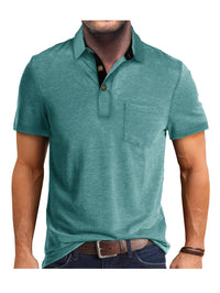 Polo Herren - Regular Fit mit kurzen Ärmeln und Kontrastkragen | Geschäftlich - Grün