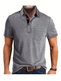 Polo Herren - Regular Fit mit kurzen Ärmeln und Kontrastkragen | Geschäftlich - Grau