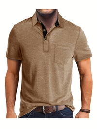 Polo Herren - Regular Fit mit kurzen Ärmeln und Kontrastkragen | Geschäftlich - Khaki