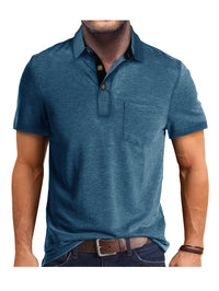 Polo Herren - Regular Fit mit kurzen Ärmeln und Kontrastkragen | Geschäftlich - Dunkelblau