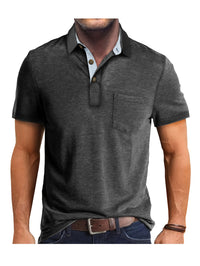Polo Herren - Regular Fit mit kurzen Ärmeln und Kontrastkragen | Geschäftlich - Dunkelgrau