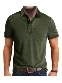 Polo Herren - Regular Fit mit kurzen Ärmeln und Kontrastkragen | Geschäftlich - Olivgrün