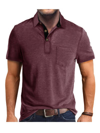 Polo Herren - Regular Fit mit kurzen Ärmeln und Kontrastkragen | Geschäftlich - Dunkelrot