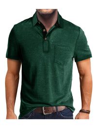 Polo Herren - Regular Fit mit kurzen Ärmeln und Kontrastkragen | Geschäftlich - Dunkelgrün