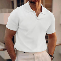 T-Shirt Herren - Offener Polokragen mit kurzen Ärmeln | Rekken - Weiß