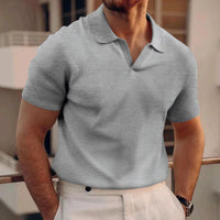 T-Shirt Herren - Offener Polokragen mit kurzen Ärmeln | Rekken - Grau