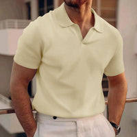 T-Shirt Herren - Offener Polokragen mit kurzen Ärmeln | Rekken - Gelb