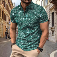 Herren Polo - Slim Fit mit kurzen Ärmeln und Glitzerprint | Trendy - Grün
