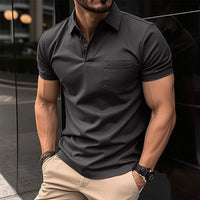 Herren T-Shirt - Modern Slim Fit Polo mit Kragen | Dehnbar - Schwarz