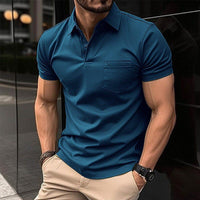 Herren T-Shirt - Modern Slim Fit Polo mit Kragen | Dehnbar - Blau