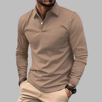 Herren T-Shirt - Polokragen mit langen Ärmeln | Slim Fit - Beige