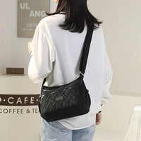 Praktische Damen-Schultertasche aus strapazierfähigem Nylon - Schwarz
