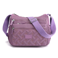 Praktische Damen-Schultertasche aus strapazierfähigem Nylon - Lila