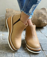 Carmen - Damen Stiefeletten mit Blockabsatz und Reißverschluss - Khaki