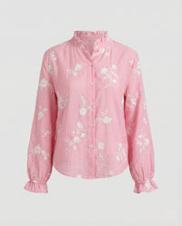 Bestickte Bluse Mit Ballonärmeln Damen - Rosa