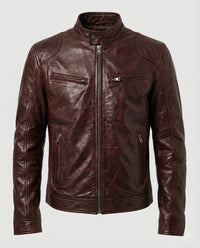 Herren Racer Lederjacke - Braun