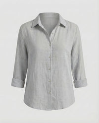 Damen Leinenbluse Blumenprint - Grau