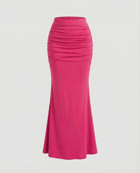 Diana | Damen Meerjungfrauen Rock Raffung – Fishtail Rock Figurbetont Elegant 2026 - Fuchsia
