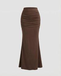 Diana | Damen Meerjungfrauen Rock Raffung – Fishtail Rock Figurbetont Elegant 2026 - Khaki