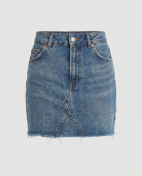 Franziska | Damen Asymmetrischer Jeans Minirock – Asymm. Denim Rock Mini 2026 - Grau