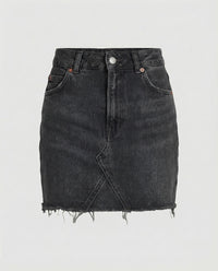 Franziska | Damen Asymmetrischer Jeans Minirock – Asymm. Denim Rock Mini 2026 - Schwarz