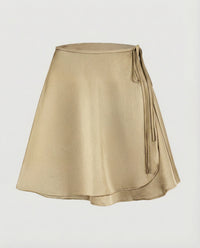 Kathrin | Damen Satin Wickelrock Bindeschleife – Satin Rock Wickel Elegant 2026 - Champagner