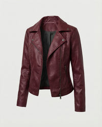 Nicole | Damen Asymmetrische Biker Lederjacke – Lederjacke Biker Asymm. 2026 - Weinrot