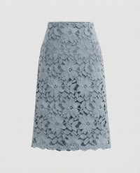 Tanja | Damen Floraler A-Linien Spitzenrock – Spitze Rock Blumen A-Linie 2026 - Blau