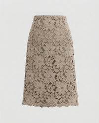 Tanja | Damen Floraler A-Linien Spitzenrock – Spitze Rock Blumen A-Linie 2026 - Khaki