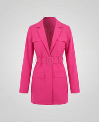 Vera | Damen Blazer Mantel Quadratgürtel – Blazer Mantel Gürtel Elegant 2026 - Fuchsia