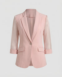 Agnes | Damen Blazer Organza Ärmel – Blazer Transparente Ärmel Elegant 2026 - Rosa