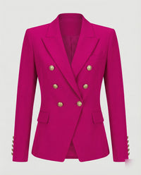 Friederike | Damen Doppelreiher Blazer Zierknöpfe – Doppelreiher Prächtige Knöpfe 2026 - Fuchsia